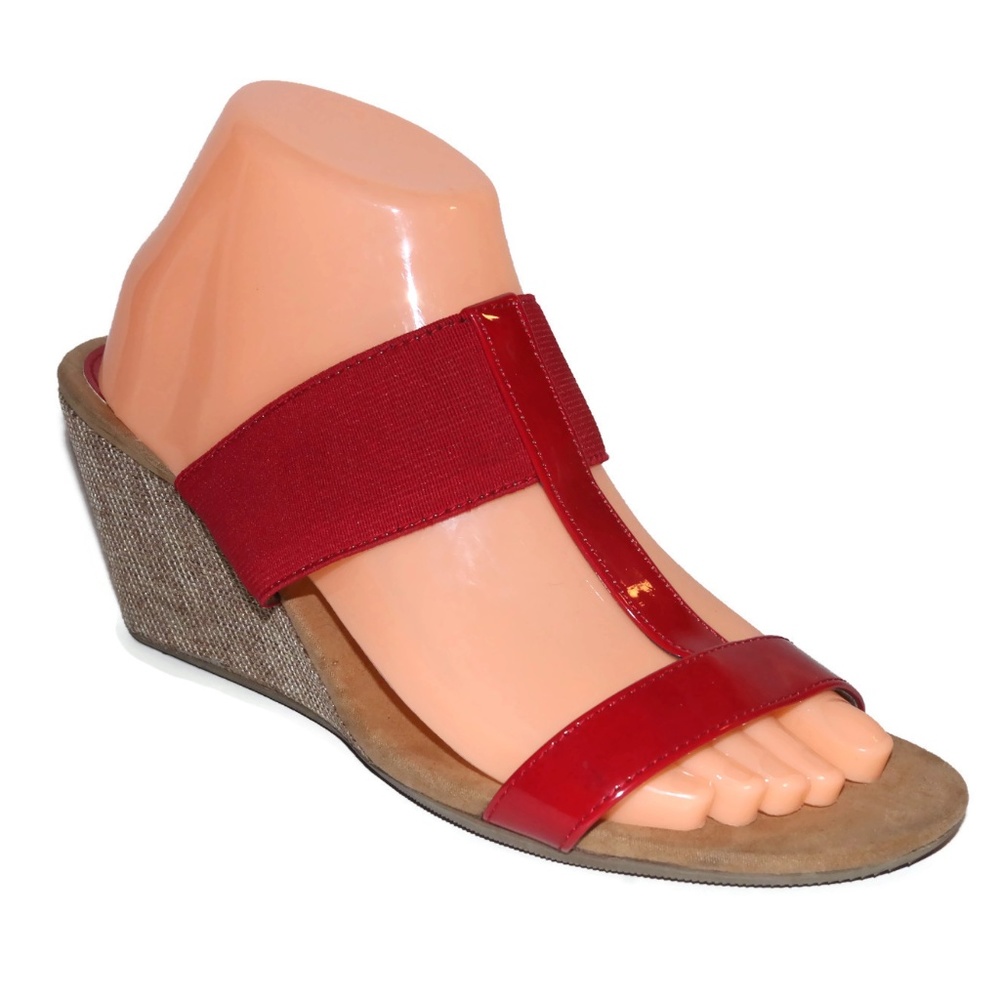 Style & Co. Vern Sz 9 M Red Open Toe Casual Wedge